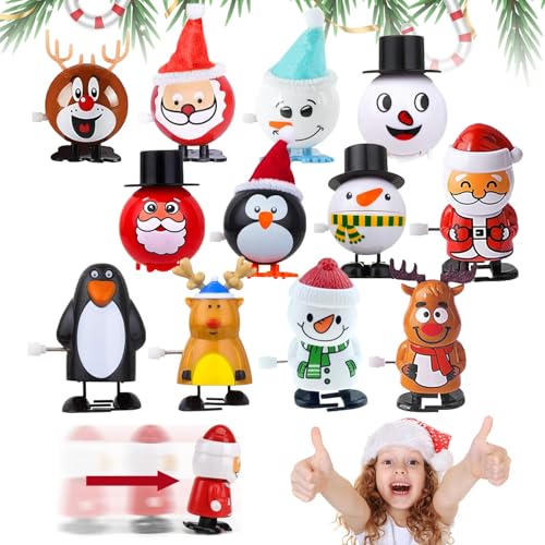 BAISHUWU Weihnachten Aufziehspielzeug, 12 pcs Uhrwerk Kinder Weihnachtsspielzeug, Weihnachten Uhrwerk Spielzeug, Aufziehfigur Weihnachten, Weihnachtsspielzeug Aufzieh, für Weihnachten Spielzeug von BAISHUWU