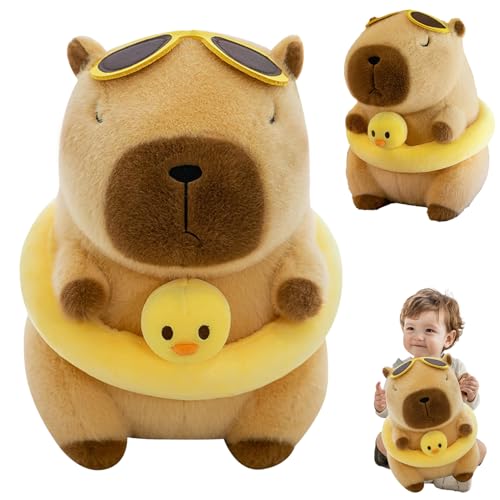 Capybara Plüschtier, 40cm Capybara Kuscheltier, Capybara-Stofftier, Capybara Plush Toy, Niedliche Capybara Kuscheltier, Capybara Plüsch, Capybara-Plüschtiere, Schwimmkreis Style, Geschenk für Kinder von BAISHUWU