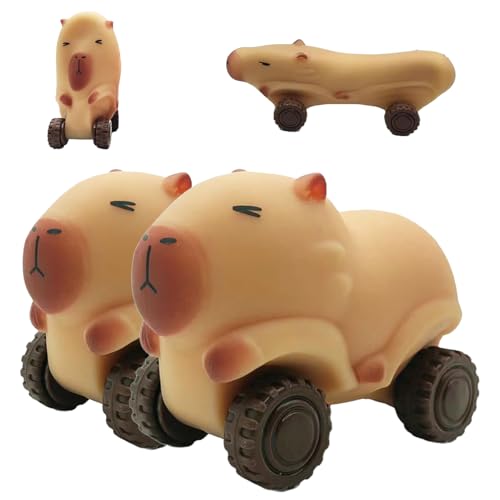 Capybara Squeeze Toys, 2 PCS Capybara Stressspielzeug mit Rädern, Capybara Quetschspielzeug, Süßes Capybara Anti-Stress Spielzeug, Niedliches Capybara Zappelspielzeug, Capybara Squishy Squeeze Toy von BAISHUWU