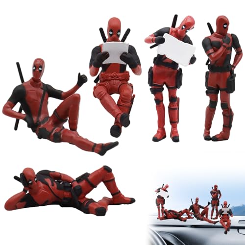 Deadpool Auto Deko Innenraum, 5 Stück Anime Deadpool Auto Ornament, Rückspiegel Deadpool Innenraum Zubehör, Deadpool Autozubehör, Car Rear View Deadpool Mirror Anhänger, für Automobil Dekoration von BAISHUWU