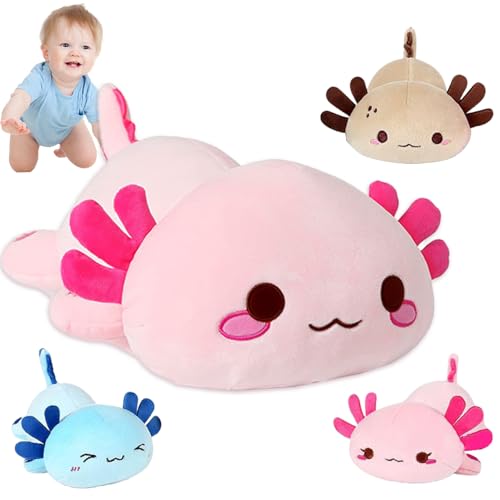 Kawaii Axolotl Kuscheltier, 50cm Axolotl Plüsch Kissen, Mama Axolotl Stofftier mit 3 Süßen Plüsch Babys im Bauch, Kawaii Plüsch Spielzeug für Kinder Axolotl, Axolotl Kuscheltier Plüschkissen Spielzeug von BAISHUWU