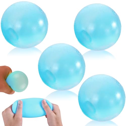 Magic Ceiling Globs, 4 Stück Glorbs Sticky Balls, 2025 Neu Squishy Stressball, Stressball Klebriger Zielball, Glorbs Klebebälle Glow, Beleuchten Durchsichtig Quetschball, für Kinder Erwachsene von BAISHUWU