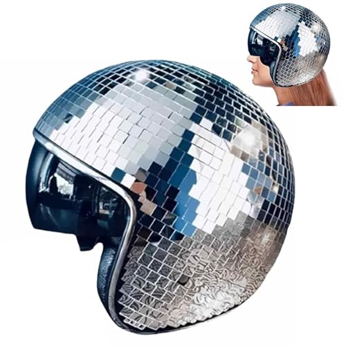 BAInuai Discokugel Hüte - Diskokugel Helm, DiscoDekor Helme, Glitzer Spiegel Glas Discokugel Hut Helm, Disco Spiegel Hut, Disco Spiegel Glitzerball Helme, Glitzer Spiegel Glas Disco Ball Hut (Silber) von BAInuai