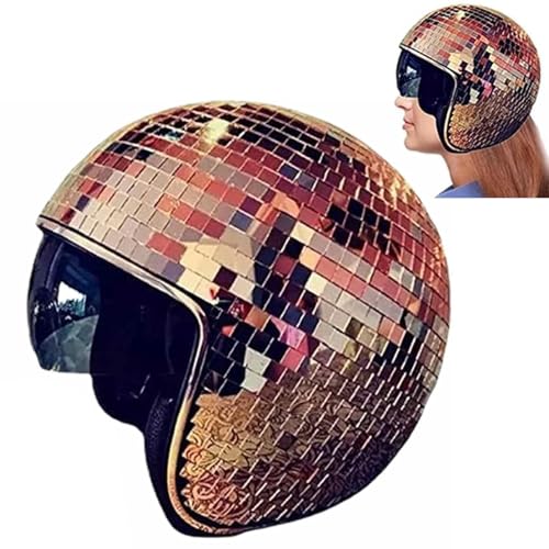 Discokugel Hüte - Diskokugel Helm, DiscoDekor Helme, Glitzer Spiegel Glas Discokugel Hut Helm, Disco Spiegel Hut, Disco Spiegel Glitzerball Helme, Glitzer Spiegel Glas Disco Ball Hut (Roségold) von BAInuai