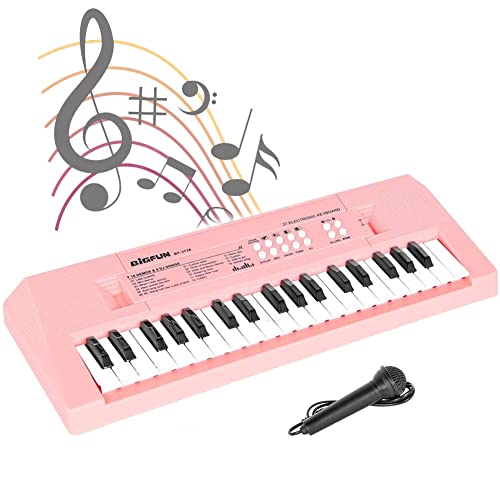 BAKAJI Elektronische Tastatur für Kinder mit Mikrofon, elektronisches Klavier mit 37 Tasten Spielzeug, Musik-Klavier, Multifunktional, Farbe Rosa, Jungen von BAKAJI