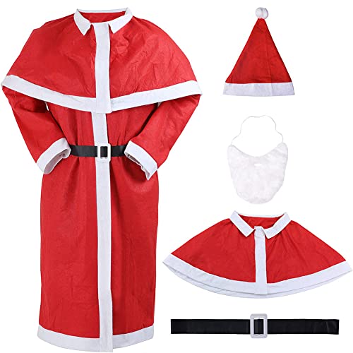 BAKAJI Kostüm Anzug Weihnachtsmann für Erwachsene Herren Verkleidung Strapazierfähig Weihnachten Santa Claus mit Bart Jacke Gürtel Schal Zubehör 5 Stück, Einheitsgröße von BAKAJI