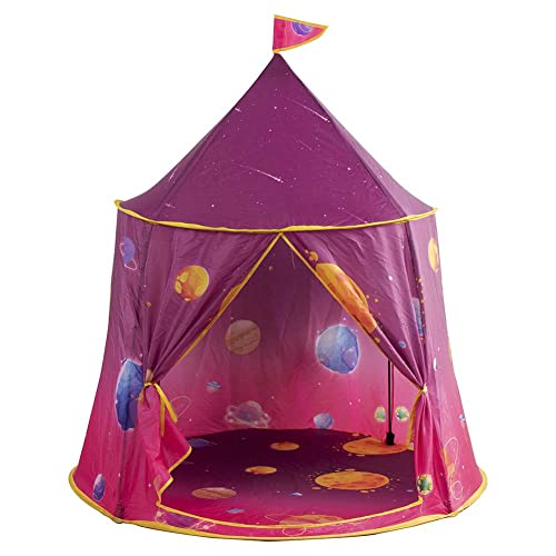 Bakaji Zelt für Kinder, Hütte, Spielzeug, Kinder, Struktur aus Metall, Stoffbezug mit Tür und Fenstern für den Innen- und Außenbereich, Größe 120 x 116 cm (Rosa) von BAKAJI