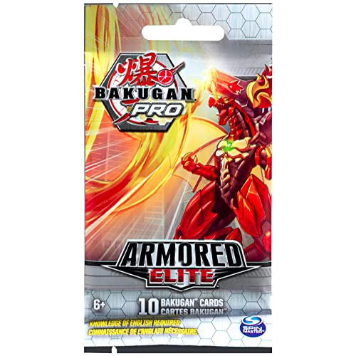 BAKUGAN 6056801 with Collectible Trading Cards, for Ages 6 and Over Pro Armored Elite Booster Pack mit 10 Sammelkarten ab 6 Jahren, grau, M von BAKUGAN