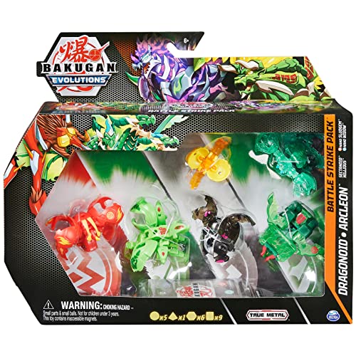 Bakugan 'Evolutions' Battle Strike 6er Pack mit 1 Platinum Ball (Darkus Dragonoid), 2 Basic Balls (Pyrus Sectanoid, Ventus Nillious), 1 Geogan (Ventus Arcleon) & 2 Nanogan (Pyrus Sludgem, Aquos Widow) von BAKUGAN