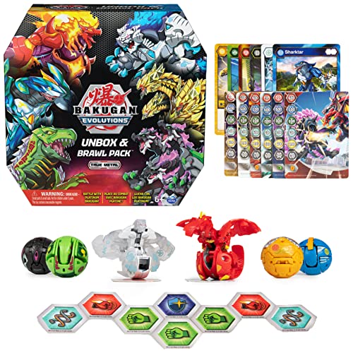 Amazon Exclusive Bakugan 'Evolutions' UNbox & Brawl 6er Pack mit 2 Platinum Series Balls (Pyrus Dragonoid, Haos Wrath) & 4 Basic Balls (Aquos Sharktar, Ventus Trox, Aurelus Viloch, Darkus Nillious) von BAKUGAN