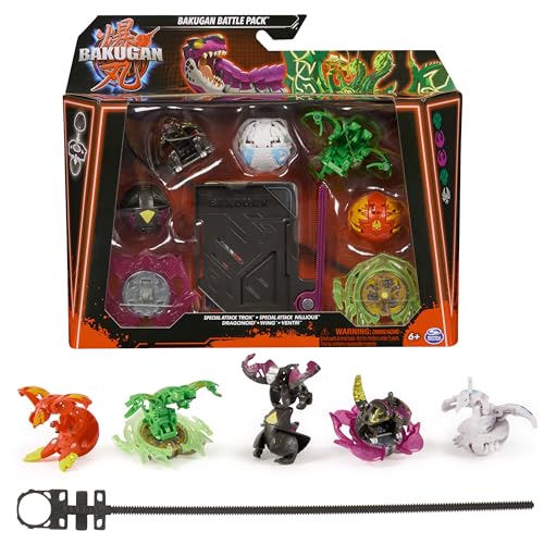 Bakugan Battle 5-Pack, Special Attack Trox, Nillious, Dragonoid, Wing, Ventri, individualisierbare spinnende Actionfiguren, Kinderspielzeug für Jungen und Mädchen von BAKUGAN