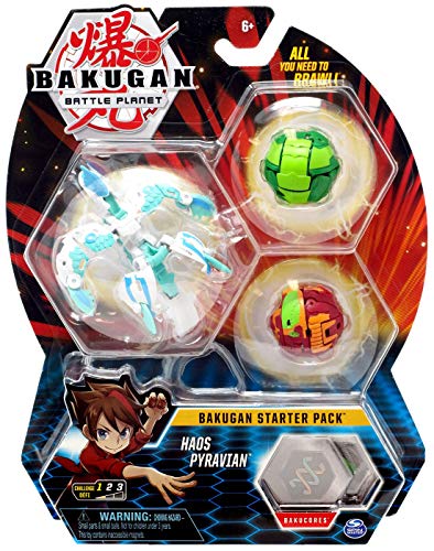 BAKUGAN Spinmaster – 6045144 Haos Pyravian – Starter Pack mit 3 Action Figuren von BAKUGAN