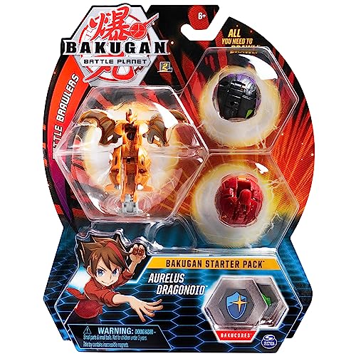 BAKUGAN Starter Pack 3-Pack Aurelus Dragonoid Collectible Action Figures for Ages 6 and Up von BAKUGAN