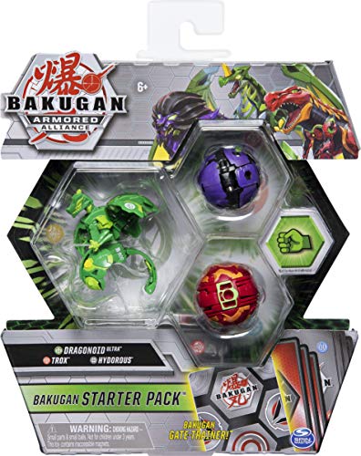 BAKUGAN Starter Pack mit 3 Armored Alliance (Ultra Ventus Dragonoid, Basic Pyrus Trox, Basic Darkus Hydorous) von BAKUGAN