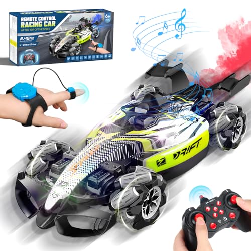 BALORIZ Ferngesteuertes Auto mit Handsteuerung, RC Stunt car mit Licht und Dampfspray, 360° Drehung Ferngesteuert Auto Geländewagen Spielzeug Geschenk für Kinder ab 6 7 8 9 10 11 12 13 Jahre von BALORIZ