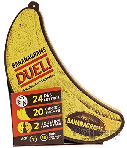 BANANAGRAMS Duel Französische Version – Buchstabenspiel und Schnelligkeit – lustiges Buchstabenspiel für 2 Spieler – Buchstabenspiel ab 7 Jahren – 91099 von BANANAGRAMS