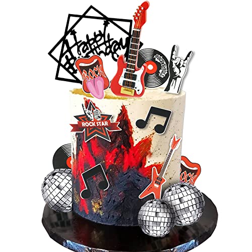 Gitarren-Kuchenaufsätze Musikthema Geburtstag Kuchen Topper E-Gitarre Modell Rock and RollCake Dekorationen für Rockstar Motto Party Gitarre Party Bass Party Supplies (rot) von BANBALLON