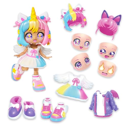 BANDAI - Animakii Einhorn und Fledermaus - Set Personalisierbare Puppen - 1 Puppe, 4 Gesichter, 2 Frisuren, 2 Outfits, 2 Paar Schuhe - Kreatives Spielzeug ab 5 Jahren - HEA26348 BANDAI - Animakii Einhorn und Fledermaus - Set Personalisierbare Puppen - 1 Puppe, 4 Gesichter, 2 Frisuren, 2 Outfits, 2 Paar Schuhe - Kreatives Spielzeug ab 5 Jahren - HEA26348 von BANDAI