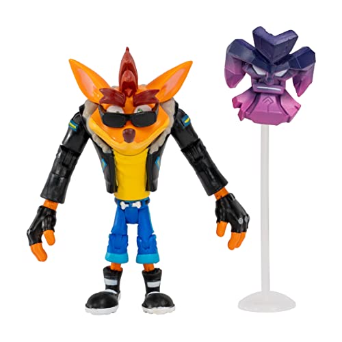 Crash Bandicoot Bandai Actionfiguren Biker Crash mit Maske | 11 cm Biker Spielzeug mit Maske und Ständer Zubehör | Sammelfiguren als Merchandise und Videospiel Geschenke von BANDAI