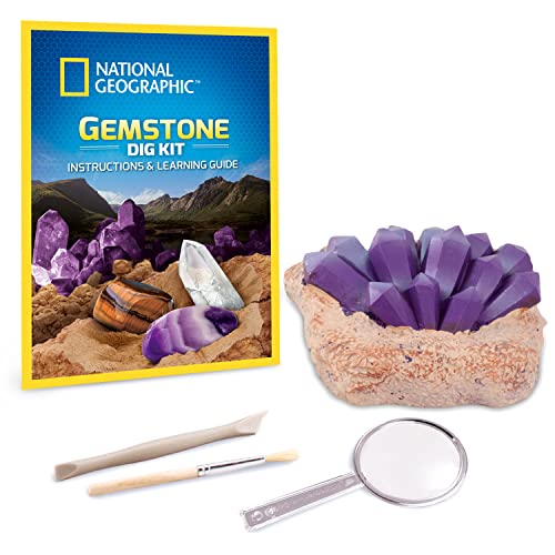 Bandai – National Geographic – Ausgrabungsset – 3 Edelsteine zum Ausgraben – Amethyst, Tigerauge und Quarz – Bildungs- und Wissenschaftsspiel – STEM – JM80559M von BANDAI