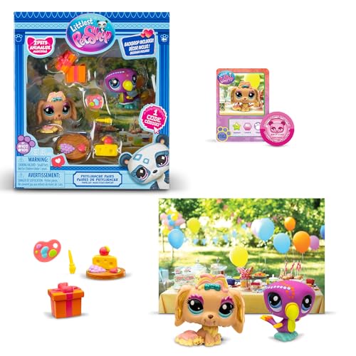 BANDAI Littlest Pet Shop Packung PETFLUENCERS Party im Freien, BF00572, enthält 2 Haustiere, 4 Zubehörteile, 1 Hintergrund, 1 Sammelkarte, 1 virtueller Code, Generation 7, 4 Jahre + von BANDAI