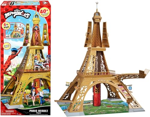 BANDAI - Miraculous - Deluxe-Spielset Paris - Großes Spielmonument 1,20m - Turm mit 40 Zubehörteilen Etagen Geschäften Seilrutsche - Puppen Nicht enthalten - Spielzeug für Kinder ab 4 Jahren - P50659 von BANDAI