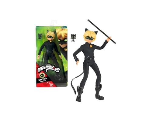 Bandai - Miraculous Ladybug - Mannequin Puppe 26 cm - Cat Noir - Offizielle Miraculous Lizenz - Gelenkige Cat Noir Puppe - Spielzeug für Kinder ab 4 Jahren - P50002 von Bandai