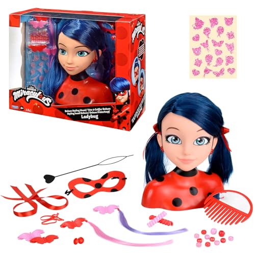 BANDAI – Miraculous Ladybug – Miraculous Deluxe Frisierkopf 21 cm – Marinette-Frisurenkopf Schatulle + 30 Accessoires, Schmuck - Miraculous Offizielle Lizenz Spielzeug für Kinder ab 4 Jahren - P50247 von BANDAI