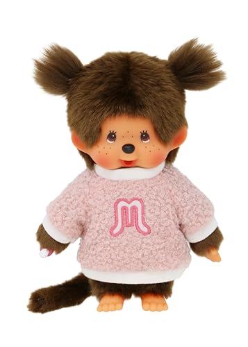 BANDAI - Monchhichi - Monchhichi-Plüsch mit fluschigem Sweatshirt - Ikonisches Affen-Plüschtier der 80er Jahre - Weiches Kuscheltier 20 cm für Kinder - Spielzeug ab 2 Jahren - SE255320 von BANDAI