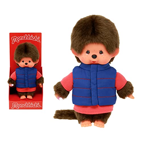 BANDAI - Monchhichi - Plüschtier Monchhichi Daunenjacke - Ikonisches Affenkuscheltier der 80er Jahre, Superweiches Kuscheltier 20 cm für Kinder - Spielzeug für Kinder ab 2 Jahren - SE233878 von BANDAI