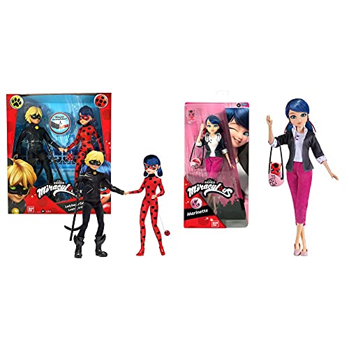 BANDAI P50365 Miraculous 2er Packung Ankleidepuppen 26 cm – Ladybug und Cat Noir, Keine & Miraculous Ladybug – Ankleidepuppe 26 cm – Marinette – P50005 von BANDAI