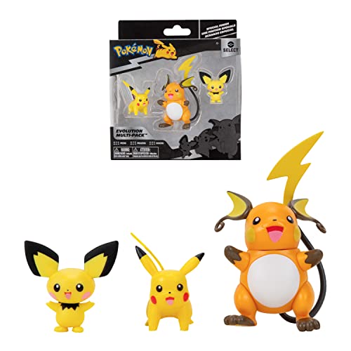 Pokémon Bandai Evolution Pichu, Pikachu & Raichu – Figur Pichu 5 cm + Figur Pikachu 8 cm + Figur Raichu 10 cm – JW2778 von Pokémon