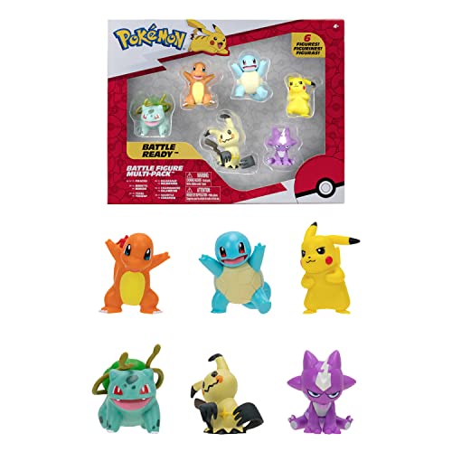 Bandai - Pokémon – Pack mit 6 Pokémon-Figuren – Welle 3 – Minifiguren-Set Pikachu, Schigky, Glumanda, Bulbizar, Mimiqui, Toxizap – Pokémon-Figuren 5 cm – Spielzeug für Kinder ab 4 Jahren JW2684 von BANDAI