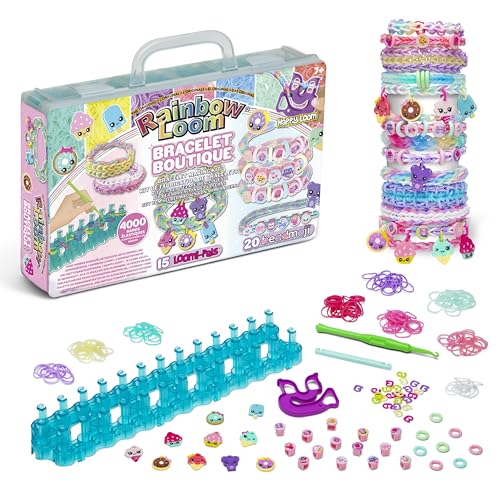 BANDAI - Rainbow Loom Boutique – Automatisches Set zur Herstellung von Armbändern aus Gummibändern - Kreatives Hobby - Enthält 4000 Gummibänder, Haken - Spielzeug für Kinder ab 7 Jahren - CD0186 von BANDAI