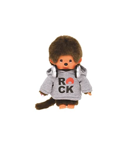 BANDAI - Monchhichi - Plüschtier Monchhichi Rock - Ikonisches Affenkuscheltier der 80er Jahre, Superweiches Kuscheltier 20 cm für Kinder - Spielzeug für Kinder ab 2 Jahren - SE25283 von BANDAI