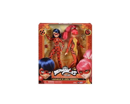 BANDAI - Miraculous World: Shanghai, die Legende von Ladydragon - Puppen - Ladybug & Lady Dragon - Puppen mit Gelenken, 26 cm - P50368 von BANDAI