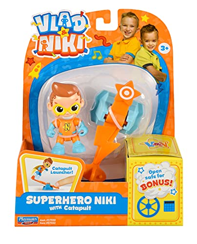 BANDAI Vlad & Niki Play Actionfigur – Superhelden-Niki-Figur – bewegliche Actionfigur mit Zubehör, Mehrfarbig, P57552 von BANDAI