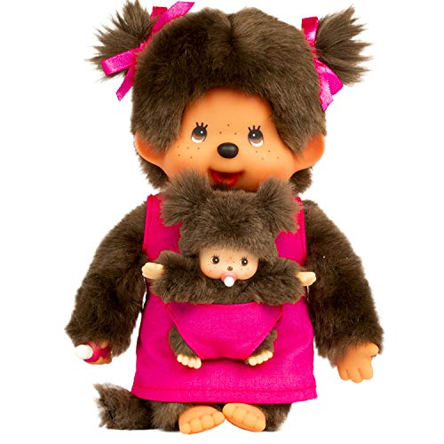 Bandai 23620 Monchhichi, Plüsch, Mama & Baby, Rosa, 20 cm von BANDAI