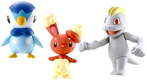 Bandai - 86051 – Pokemon – Pack 3 Figuren mit Diamanten und Perlen 86051: Machop, Piplup, Buneary von BANDAI