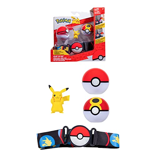 Bandai JW2720 Pokémon Clip 'N' Go-1 Ceinture, 1 Poké Repeat Ball et 1 Figurine 5 cm POK Gürtel Wave 11, Karikatur, Pikachu 2, M von BANDAI