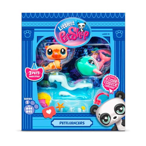 Bandai Littlest Pet Shop Petfluencer Shell-Fie Fun | Petfluencer Set enthält 2 Gen LPS Mini Pet Toys 4 Zubehörteile, 1 Hintergrund, 1 Sammelkarte und 1 virtuellen Code, Sammelspielzeug für Mädchen und von Littlest Pet Shop