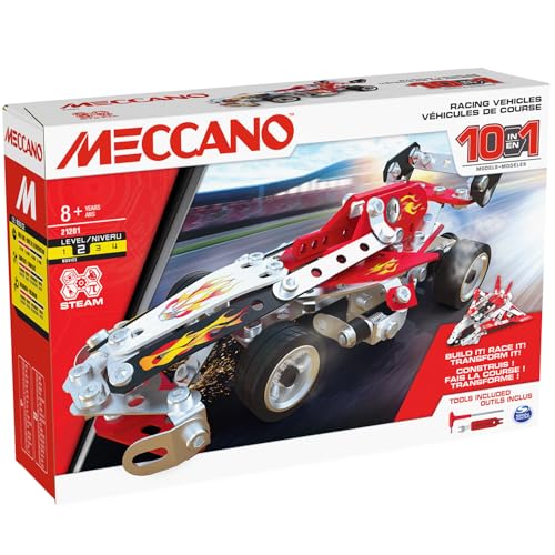 BANDAI - Meccano Rennfahrzeuge 10-in-1 - Konstruktionsset 10 Modelle - 225 Teile, Werkzeuge, Anleitung - Aktivitäts-Kit Auto/Flugzeug/Boot Rennen - Spielzeug ab 8 Jahren - APM20104 BANDAI - Meccano Rennfahrzeuge 10-in-1 - Konstruktionsset 10 Modelle - 225 Teile, Werkzeuge, Anleitung - Aktivitäts-Kit Auto/Flugzeug/Boot Rennen - Spielzeug ab 8 Jahren - APM20104 von BANDAI