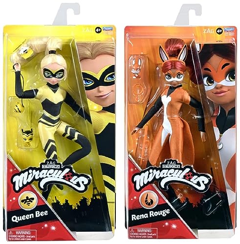 BANDAI - Miraculous - Puppe - Queen Bee - 26 cm große Ankleidepuppe - P50003 & Miraculous - Puppe - Rena Rouge - 26 cm große Ankleidepuppe - P50004 von BANDAI