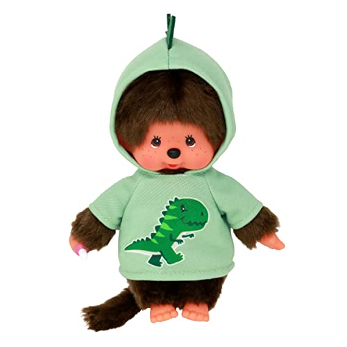 BANDAI - Monchhichi - Plüschtier Monchhichi Dinosaurier - Ikonisches Affenkuscheltier der 80er Jahre, Superweiches Kuscheltier 20 cm für Kinder - Spielzeug für Kinder ab 2 Jahren - SE242177 von BANDAI