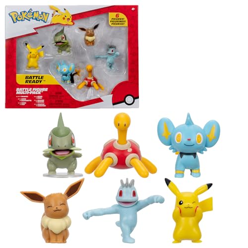 Bandai - Pokémon – Pack mit 6 Pokémon-Figuren, 5 cm – Mini-Figurinen Pikachu Coupenotte Lixy Evoli Machoc Caratroc – Battle Figuren Pokémon, offizielles Lizenzprodukt, Spielzeug für Kinder ab 4 Jahren von BANDAI