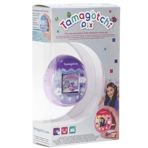 Bandai - Tamagotchi - Tamagotchi PIX - Lila Himmel - virtuelles elektronisches Haustier mit Farbdisplay, Touch-Schaltflächen, Spiele und Kamera - 42912 von TAMAGOTCHI