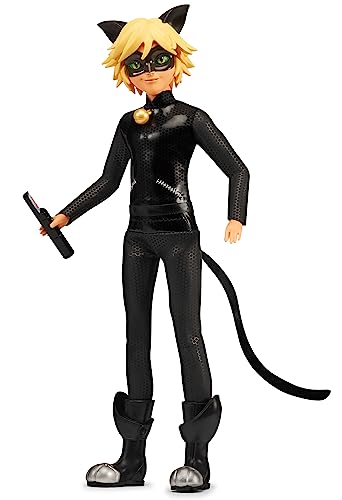 Miraculous Marienkäfer und Cat Noir Toys Cat Noir Fashion Doll | bewegliche 26 cm Cat Noir Puppe mit Zubehör Kwami | Teen Superhero Cat Noir Figur | Bandai Dolls Range von BANDAI