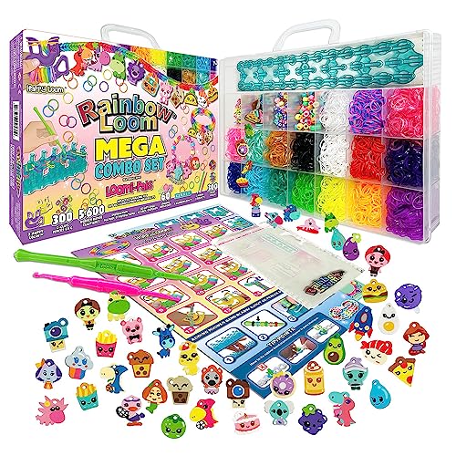 Bandai - Rainbow Loom Mega Combo Set - Riesiges Set - Armbandherstellung - Bastelspaß - Webstuhl mit 5600 Gummibändern - Charms, Perlen - Patentiertes Set - Spielzeug für Kinder ab 8 Jahren - CD00101 von Bandai