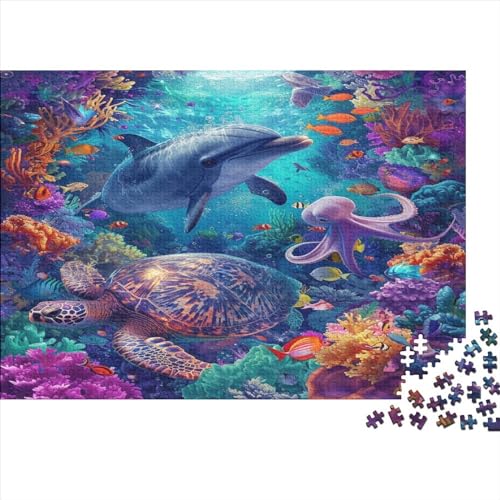 Delphin Puzzle 1000 Teile Puzzles Für Erwachsene Lernspiel Herausforderungsspielzeug 1000-teilige Puzzlespiel Für Erwachsene Kinder Puzzel 1000pcs (75x50cm) von BANEUBBDE