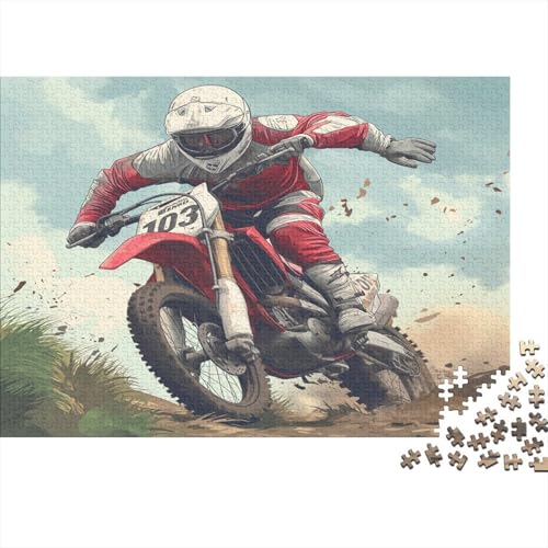 Dirt Bike 1000 Stück Puzzles Für Erwachsene Teenager Stress Abbauen Familien-Puzzlespiel 1000-teiliges Puzzle Kinder Lernspiel Spielzeug Geschenk Puzzel 1000pcs (75x50cm) von BANEUBBDE